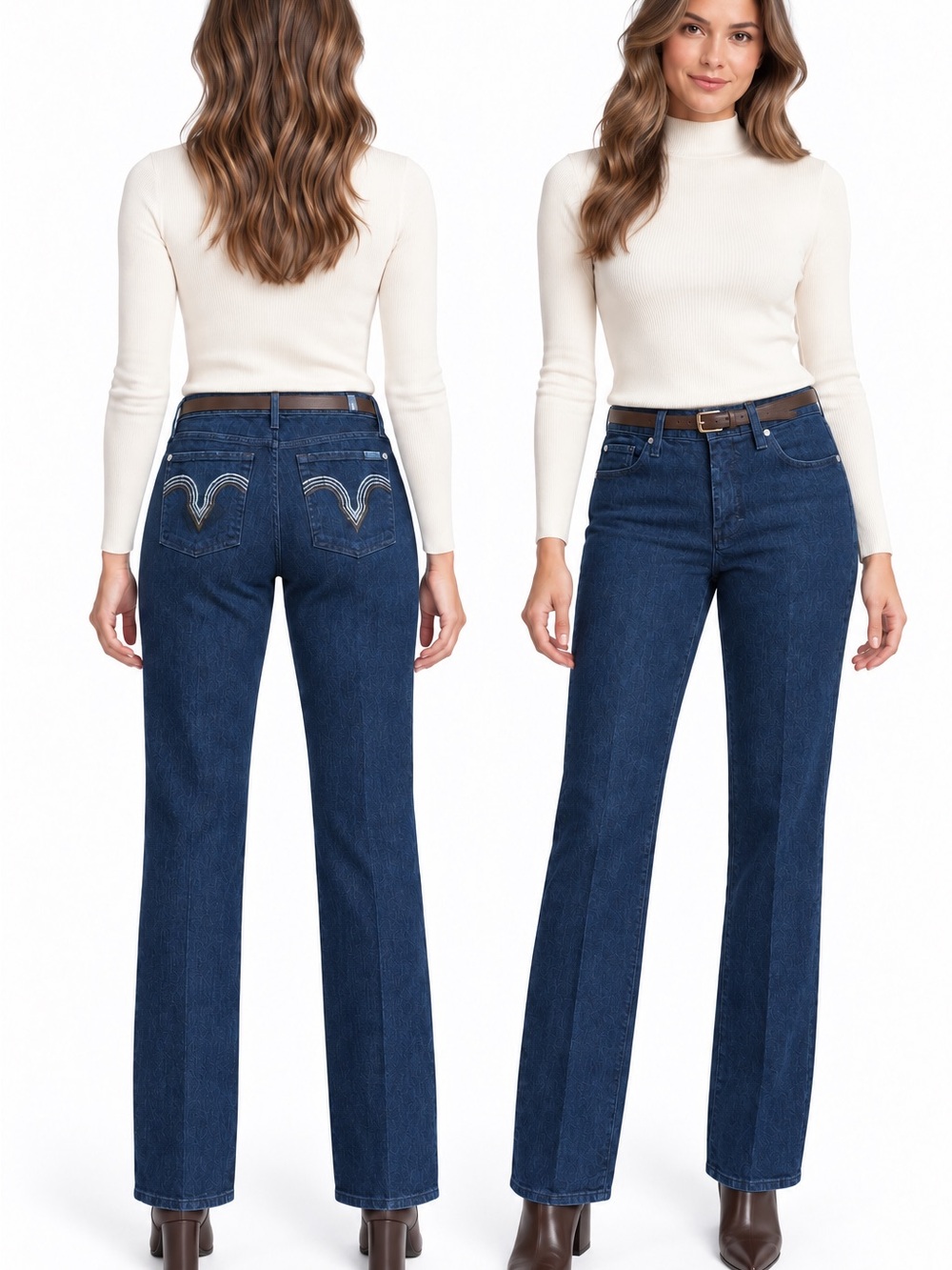 NWOT 7 For All Mankind Kate Dark Wash Straight Leg Trouser Jeans 31 Crystal Y2K